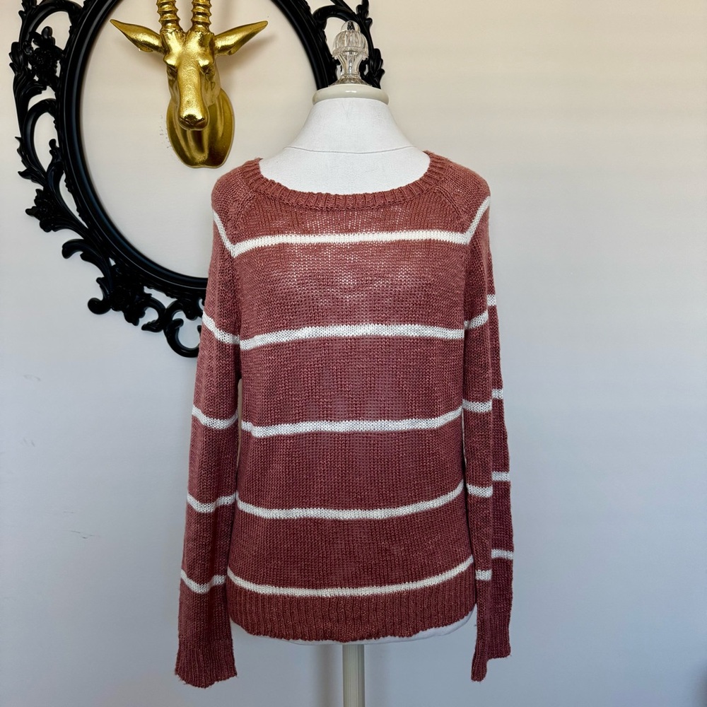 Rag Poets Striped Sweater - Rust and White